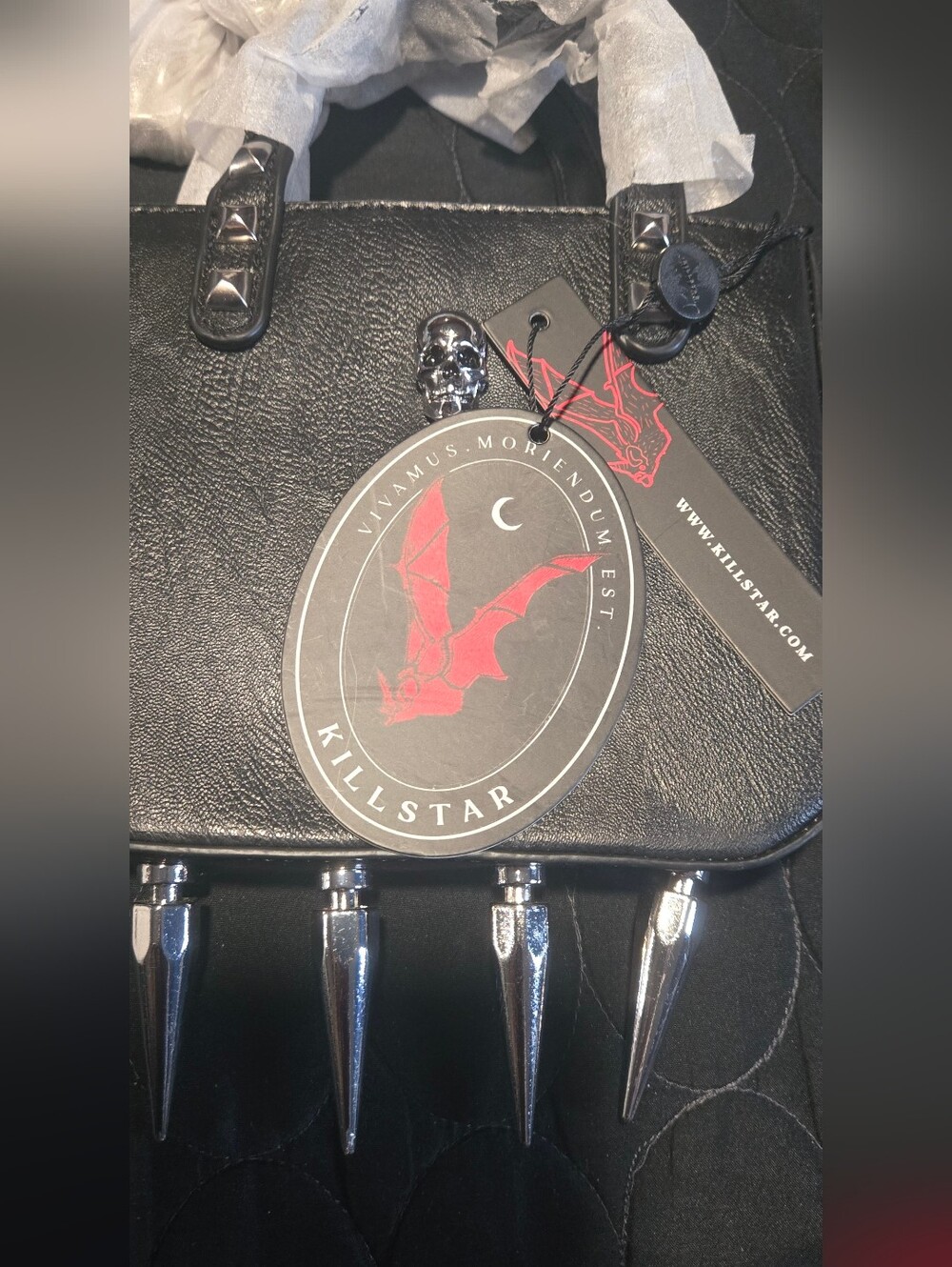 Killstar Black Mini Spike Satchel with Silver Skull & Studs - Picture 5 of 7